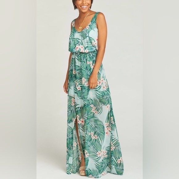 NEW Kendall Maxi Dress in Hanalei Dream with V-Neck, Elastic Waist, & Leg Slit S - Picture 2 of 14